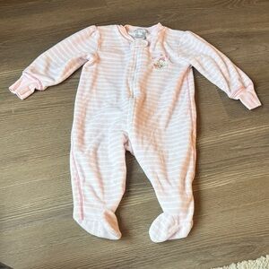 Babycottons baby girl pink striped fleece footie 6-9 months